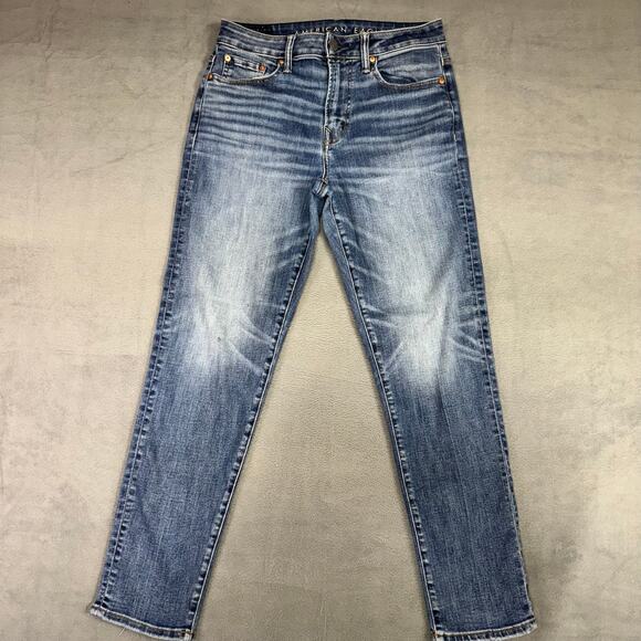 American Eagle Jeans Mens Baggy Relaxed Fit Whisker Medium Wash Blue Denim 30x32 - Picture 1 of 9